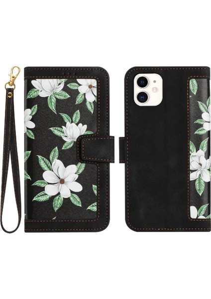 IPhone 12 Mini Manyetik Kapatma Kickstand Kart Tutucu Pu Için Cüzdan Kılıf (Yurt Dışından)