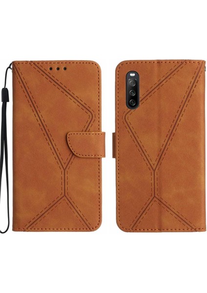 Sony Xperia 10 Vı Dikiş Için Flip Case Kabartmalı Yüksek Kaliteli Tpu Yumuşak (Yurt Dışından)