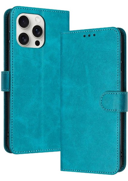 Kart ile IPhone 13 Pro Kickstand Pu Deri Saf Renk Için Flip Case (Yurt Dışından)