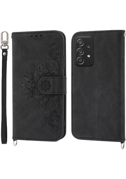 Samsung Galaxy A52 Kabartmalı Bileklik Darbeye Dayanıklı Çoklu Için Flip Case (Yurt Dışından)