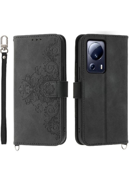 Xiaomi 13 Lite Darbeye Dayanıklı Kabartmalı Bileklik Çoklu Kredi Için Flip Case (Yurt Dışından)
