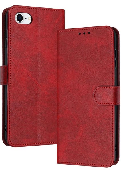 Kart Yuvası ile IPhone 7/8 Saf Renk Için Flip Case Pu Deri ile (Yurt Dışından)