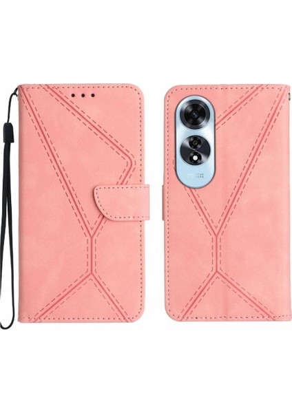 Oppo A60 4g Deri Cüzdan Dikiş Için Flip Case Kabartmalı Yumuşak Pu Yüksek (Yurt Dışından)