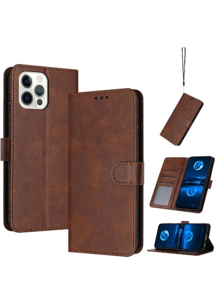 Kart Yuvası ile IPhone 12/12 Pro Saf Renk Pu Deri Için Flip Case (Yurt Dışından)