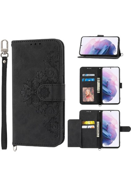 Samsung Galaxy S21 Fe Kabartmalı Darbeye Bileklik Çoklu Için Flip Case (Yurt Dışından)