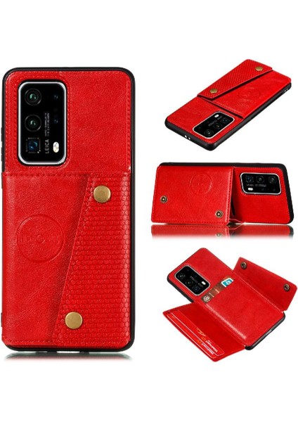 Huawei P40 Pro Kickstand Buit Için Cüzdan Kılıf Demir Cüzdan Kılıf Kartı (Yurt Dışından)