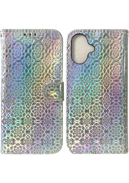 IPhone 16 Için Flip Case Cüzdan Kılıf Glitter Renkli Standı Tutucu Kart Pu (Yurt Dışından)