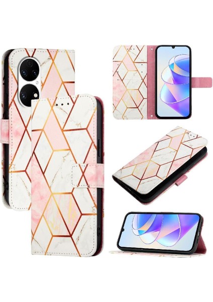 Huawei P50 Pro Cüzdan Pu Deri Mermer Desen Kickstand Için Kılıf (Yurt Dışından) indirimleri