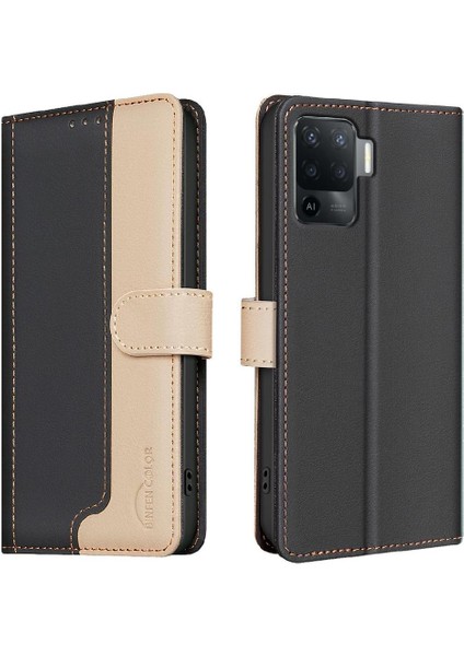 Oppo A94 4g Için Flip Case Kickstand Flip Folio Darbeye Tpu Iç Kabuk (Yurt Dışından)