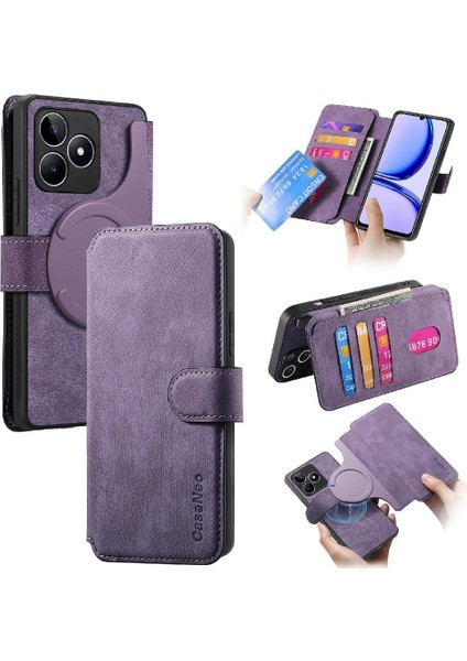 Realme C53 Mıknatıs Koruyucu Malzeme Için Flip Case Cüzdan Retro Kart Standı (Yurt Dışından)