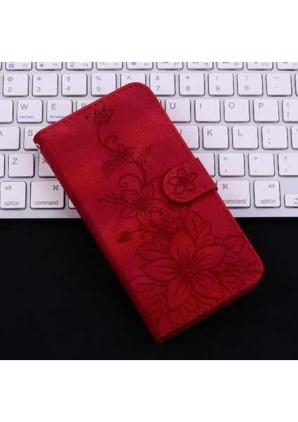 IPhone 16 Için Flip Case Kickstand Manyetik Cüzdan Kart Tutucu Kabartmalı Zambak (Yurt Dışından)