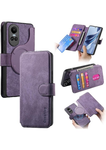 Oppo Oppo 10 5g Mıknatıs Koruyucu Malzeme Için Flip Case Retro Kart Standı (Yurt Dışından)