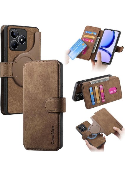 Realme C53 Mıknatıs Koruyucu Malzeme Için Flip Case Cüzdan Retro Kart Standı (Yurt Dışından)