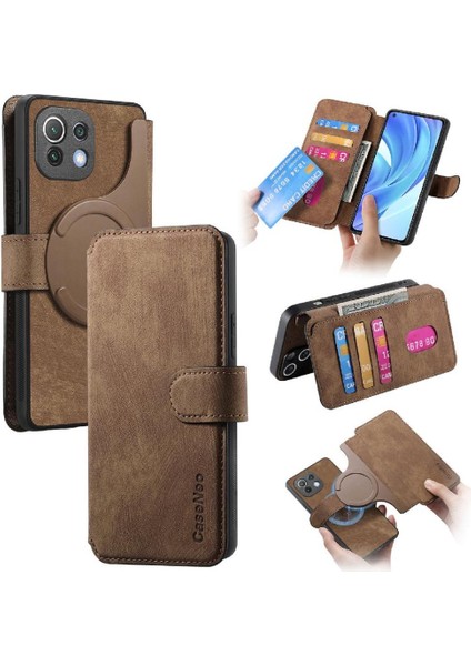 Xiaomi 11 Lite Için Flip Case Retro Cüzdan Kart Standı Mıknatıs Koruyucu (Yurt Dışından)