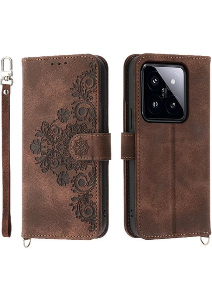 Xiaomi 14 Pro Kabartmalı Darbeye Çoklu Kredi Kartı Yuvaları Için Flip Case (Yurt Dışından)