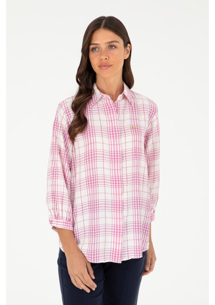 Kadın Menekşe Gömlek Desenli 50288652-VR037