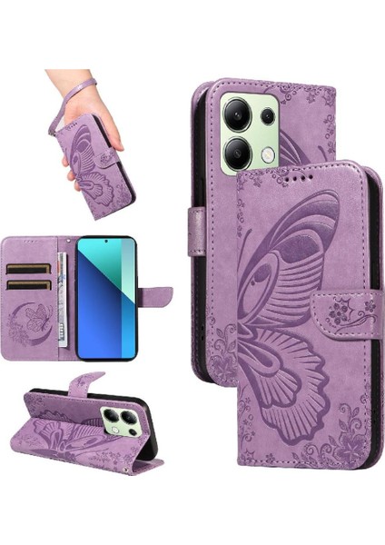 Xiaomi Redmi Not 13 Için Flip Case 4g Ayrılabilir El Kayışı Kabartmalı Yüksek (Yurt Dışından)