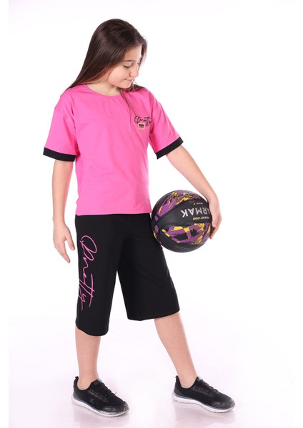 Toontoy Kız Çocuk Pretty Baskılı + Nakışlı Kaprili Takım