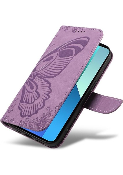 Xiaomi Redmi Not 13 Için Flip Case 4g Ayrılabilir El Kayışı Kabartmalı Yüksek (Yurt Dışından)