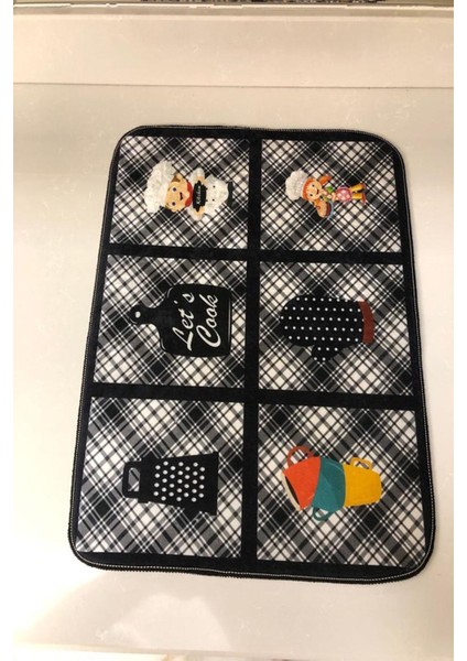 Tekno Trust Siyah Bulaşık Kurutma Matı Kurulama Bezi Kurutma Örtüsü Tezgah Üstü Bulaşıklık 40 X 50 Cm Yıkanabilir