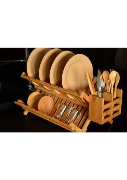 Tekno Trust Beyaz Enda Kaşıklıklı Bulaşık Sepeti Bambu