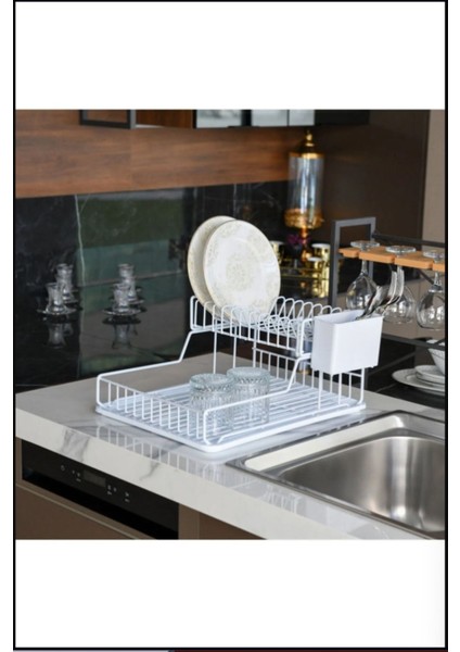 Tekno Trust Beyaz Ömür Boyu Paslanmaz Iki Katlı Tabaklık Bulaşıklık Bulaşık Kurutma Sepeti Tezgah Üstü Kurutma fiyatları