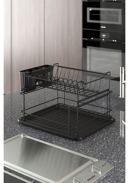 Tekno Trust Paslanmaz Çelik Iki Katlı Modüler Tabaklık Bulaşıklık Mat Siyah KB010 Siyah 35 x 45 fiyatları