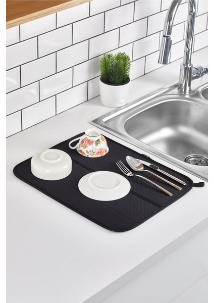 Tekno Trust Siyah Bulaşık Kurutma Örtüsü Siyah Renk Nanofiber Bulaşık Matı Ultra Emici Bulaşık Örtüsü fiyatları