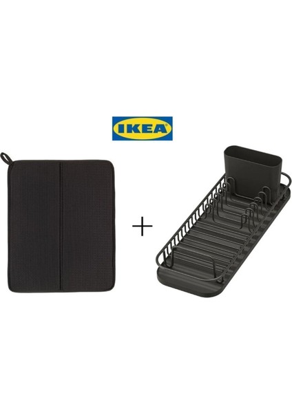 Tekno Trust Siyah Bulaşık Seti Bulaşıklık Ve Bulaşık Kurutma Örtüsü Paslanmaz Çelik