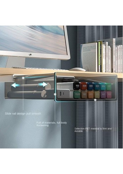 Desk Çekmecesi Depolama Kutusu, Masa Tabanı Çekmecesi Dolabı, Büyük Kapasiteli Ofis Görünmez Raf (Yurt Dışından) modelleri
