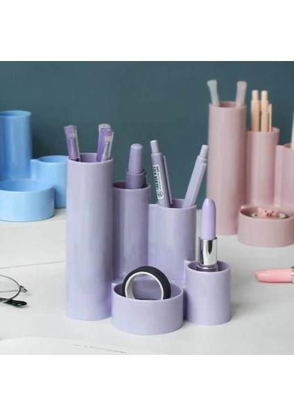 Büyük Kapasiteli Yaratıcı Depolama Kutusu, Ofis Makyaj Fırçası Kovası, Masaüstü Beş Delikli Öğrenci Kalem Sahibi (Yurt Dışından) modelleri