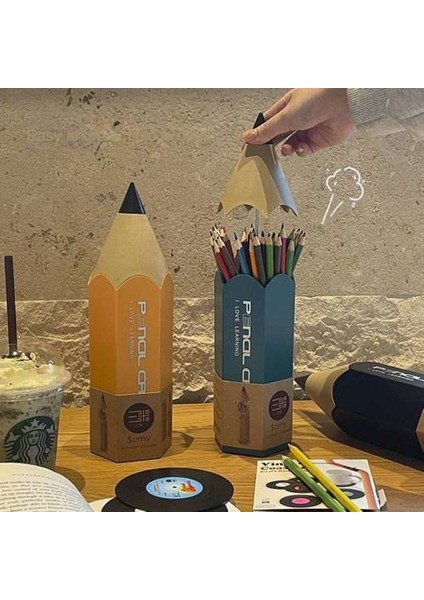 Kapaklı Makyaj Fırça Tutucu, Öğrenci Masaüstü Kırtasiye Kalem Tutucu Kalem Tutucu, Yaratıcı Toz Geçirmez Depolama Kepçesi (Yurt Dışından)