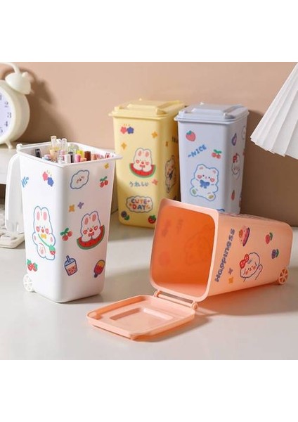 Yaratıcı Masaüstü Küçük Çöp Kutusu, Kapaklı Sevimli Karikatür Kalem Tutucu, Masa Kağıdı Sepeti Ev Depolama Kovası (Yurt Dışından) fiyatları
