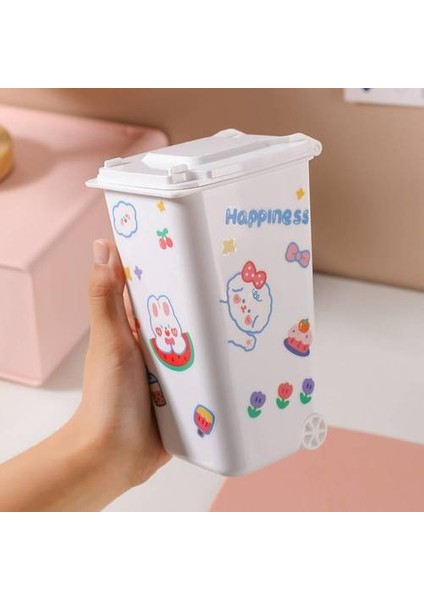 Yaratıcı Masaüstü Küçük Çöp Kutusu, Kapaklı Sevimli Karikatür Kalem Tutucu, Masa Kağıdı Sepeti Ev Depolama Kovası (Yurt Dışından) indirimleri