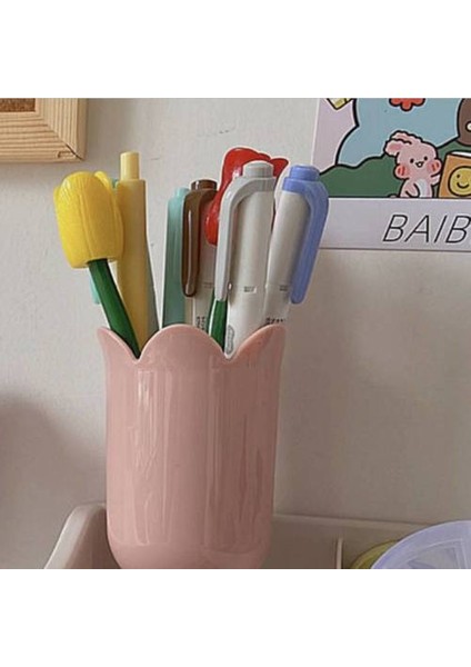 Lale Petal Kalem Tutucu, Masaüstü Depolama Makyaj Fırçası Kovası, Dekoratif Küçük Süsler Öğrenci Kalem Sahibi (Yurt Dışından) fırsatları