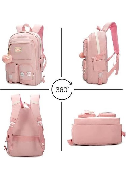 Laptop Sırt Çantası 15.7 Inç Okul Çantası Kolej Sırt Çantası - Pembe (Yurt Dışından) fiyatları