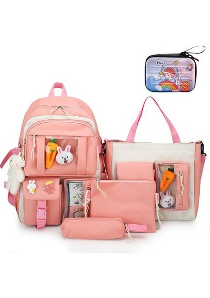 4'lü Büyük Kapasiteli Okul Çantası Seti ve Bozuk Para Cüzdanı (Yurt Dışından)