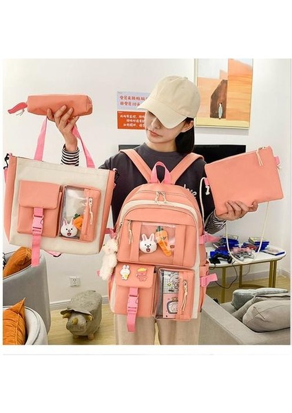 4'lü Büyük Kapasiteli Okul Çantası Seti ve Bozuk Para Cüzdanı (Yurt Dışından) modelleri