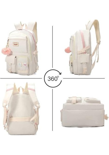 Okul Çantası Kolej Sırt Çantası Laptop Sırt Çantası 15.6 Inç - Beyaz (Yurt Dışından) fiyatları