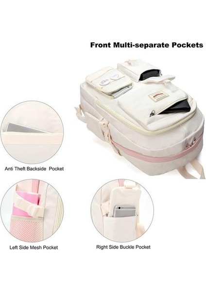 Okul Çantası Kolej Sırt Çantası Laptop Sırt Çantası 15.6 Inç - Beyaz (Yurt Dışından) fırsatları