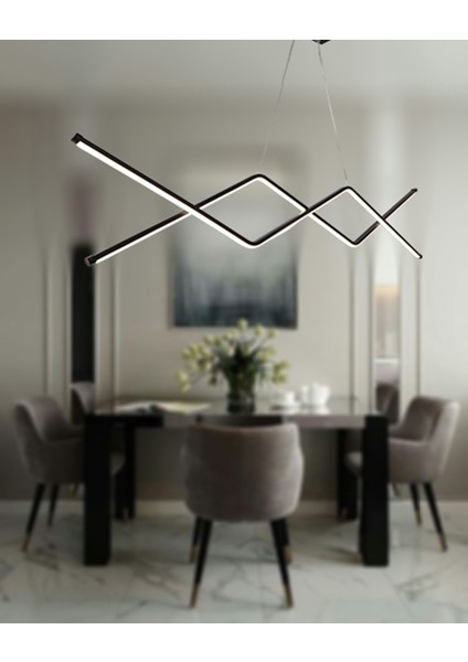 Zikzak Masa Üstü Modeli Siyah LED Avize fiyatları