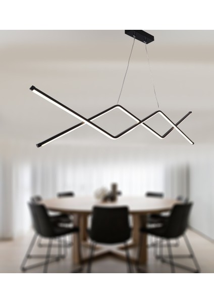 Zikzak Masa Üstü Modeli Siyah LED Avize modelleri
