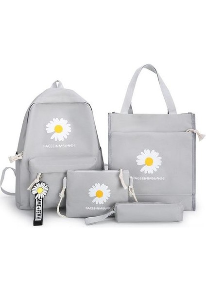4'lü Papatya Desenli Kanvas Sırt Çantası Seti (Yurt Dışından)