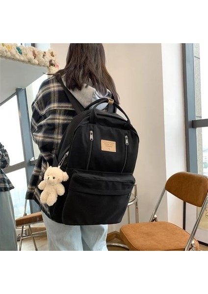 Çok Işlevli Çift Fermuarlı Okul Sırt Çantası - Siyah (Yurt Dışından) fiyatları