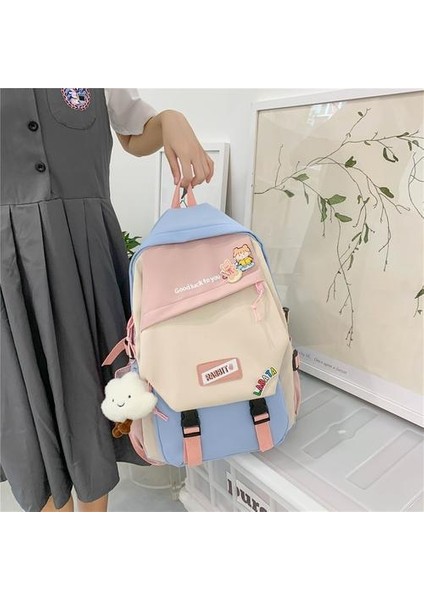 Ruichihu Kontrast Renkli Kadın Sırt Çantası - Siyah (Yurt Dışından) modelleri