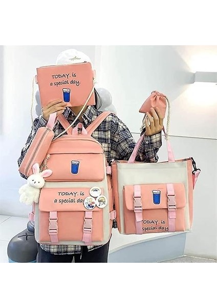 Öğrenci Sırt Çantası 5 Adet/takım Pembe (Yurt Dışından)