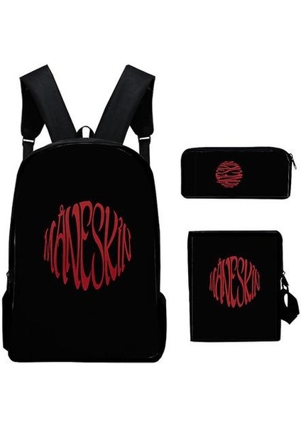 3 Adet/set Maneskin Tabela Okul Çantası Ins 3D Baskı Satchel Öğrencileri Kalem Çantası Messenger Çantası ile Sırt Çantası (Yurt Dışından)