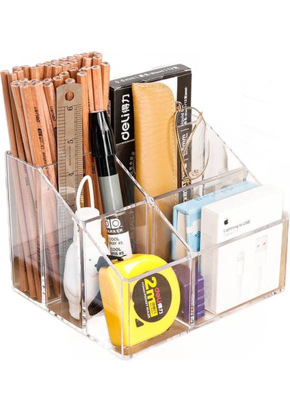 Şeffaf Masaüstü Saklama Kutusu, Öğrenci Kırtasiye Kalemi Tutucu, Ofis Malzemeleri Rafı (Yurt Dışından)