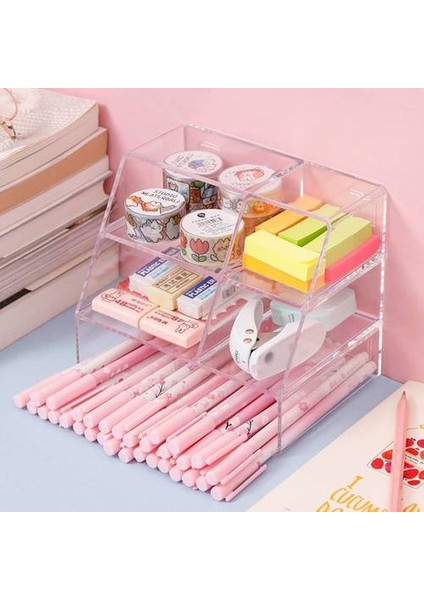 Şeffaf Masaüstü Saklama Kutusu, Öğrenci Kırtasiye Kalemi Tutucu, Ofis Malzemeleri Rafı (Yurt Dışından) modelleri
