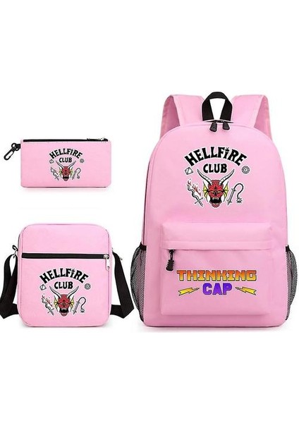 Hellfire Club Sırt Çantası Üç Parçalı Set Okul Çantası (Yurt Dışından)